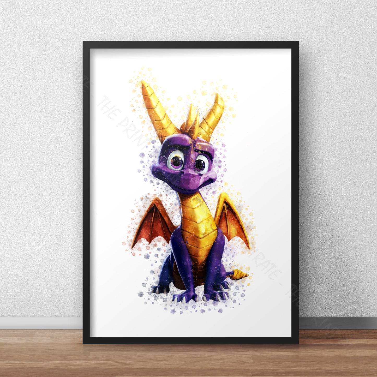 Gaming 'SPYRO THE DRAGON' Watercolour Splash Wall Art Print