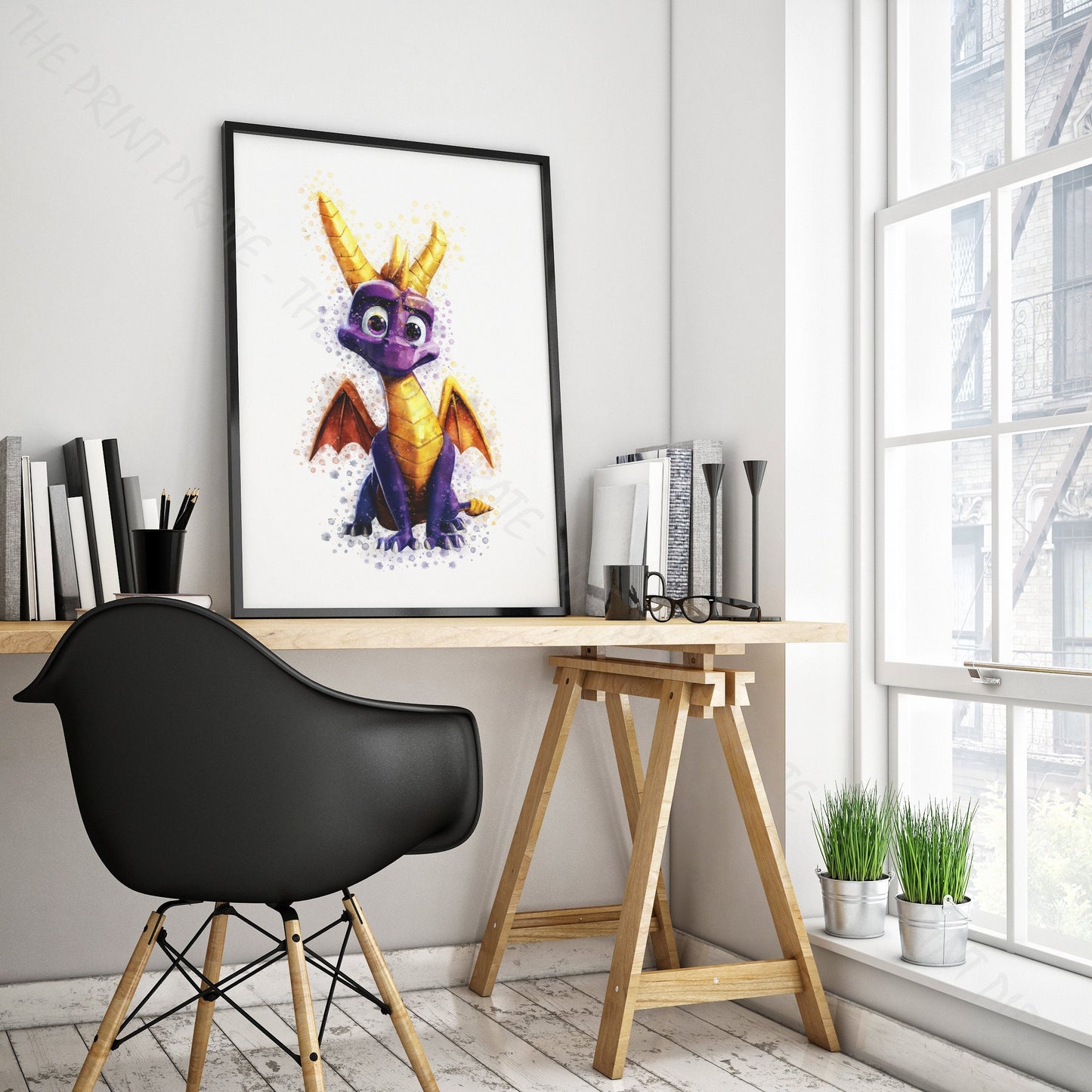 Gaming 'SPYRO THE DRAGON' Watercolour Splash Wall Art Print