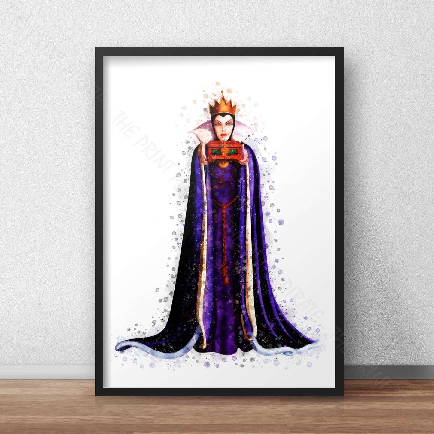 Disney 'EVIL QUEEN' Snow White Villain Character Watercolour Splash Wall Art Print