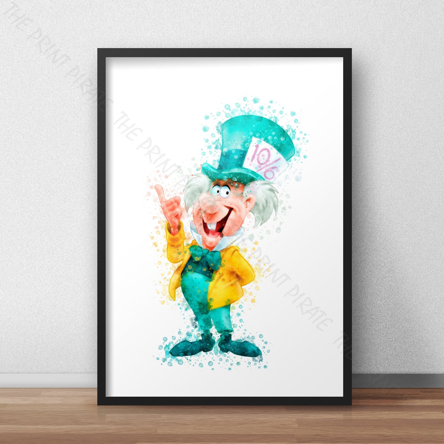 Disney 'THE MAD HATTER' Alice in Wonderland Watercolour Splash Wall Art Print