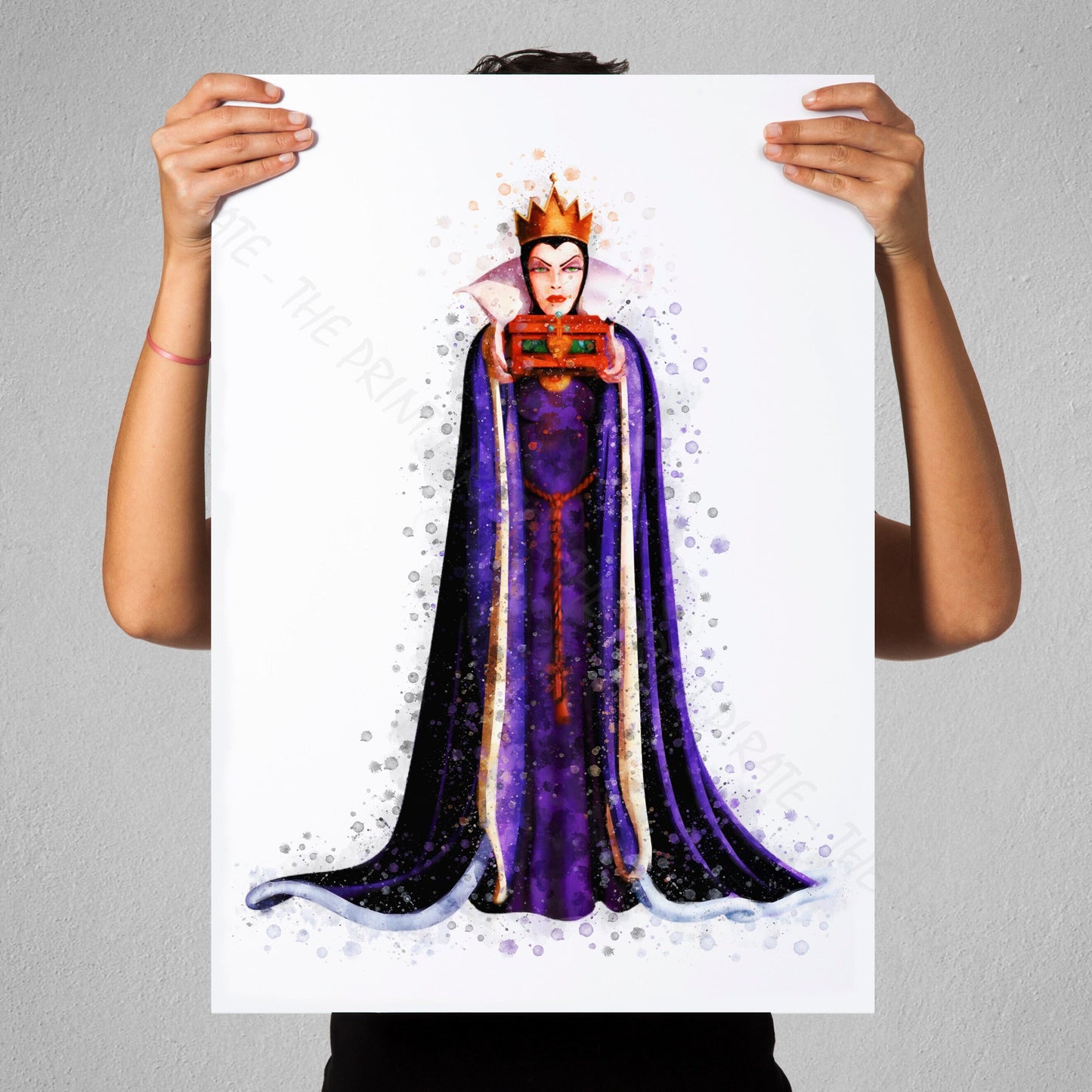 Disney 'EVIL QUEEN' Snow White Villain Character Watercolour Splash Wall Art Print