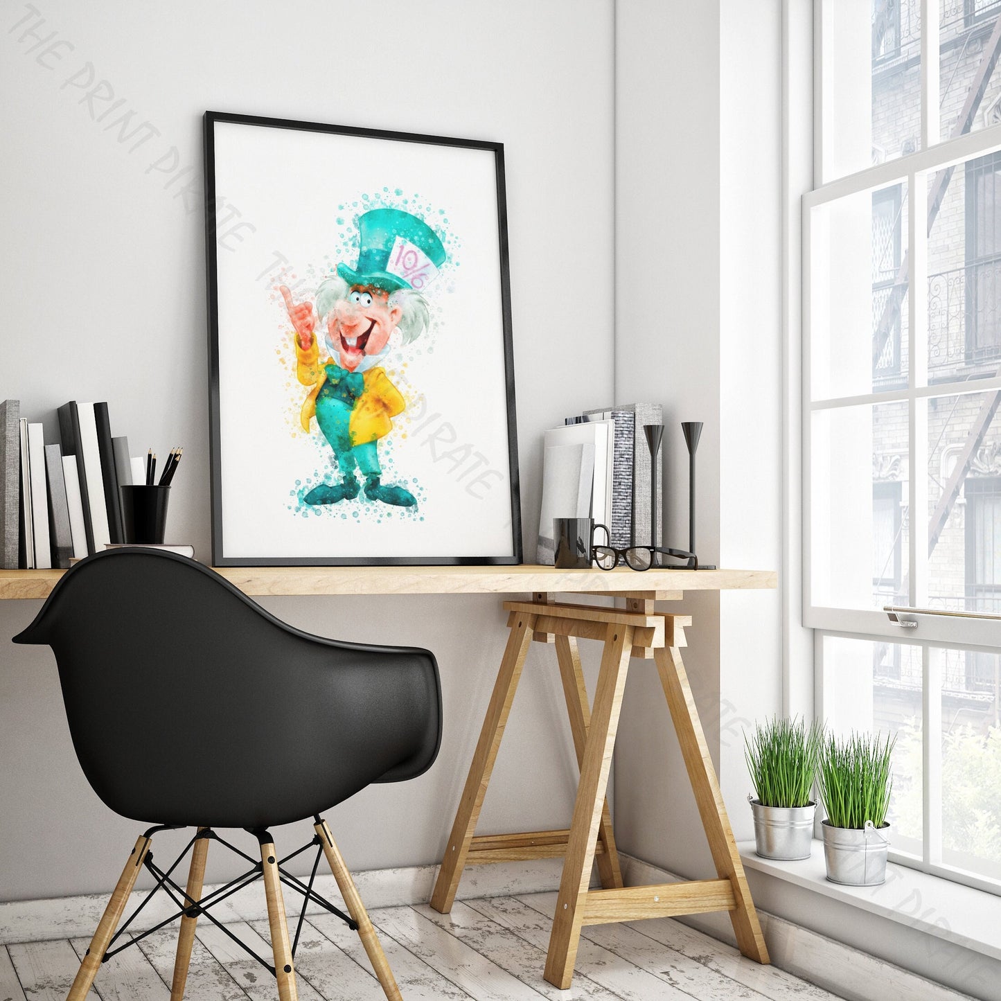 Disney 'THE MAD HATTER' Alice in Wonderland Watercolour Splash Wall Art Print