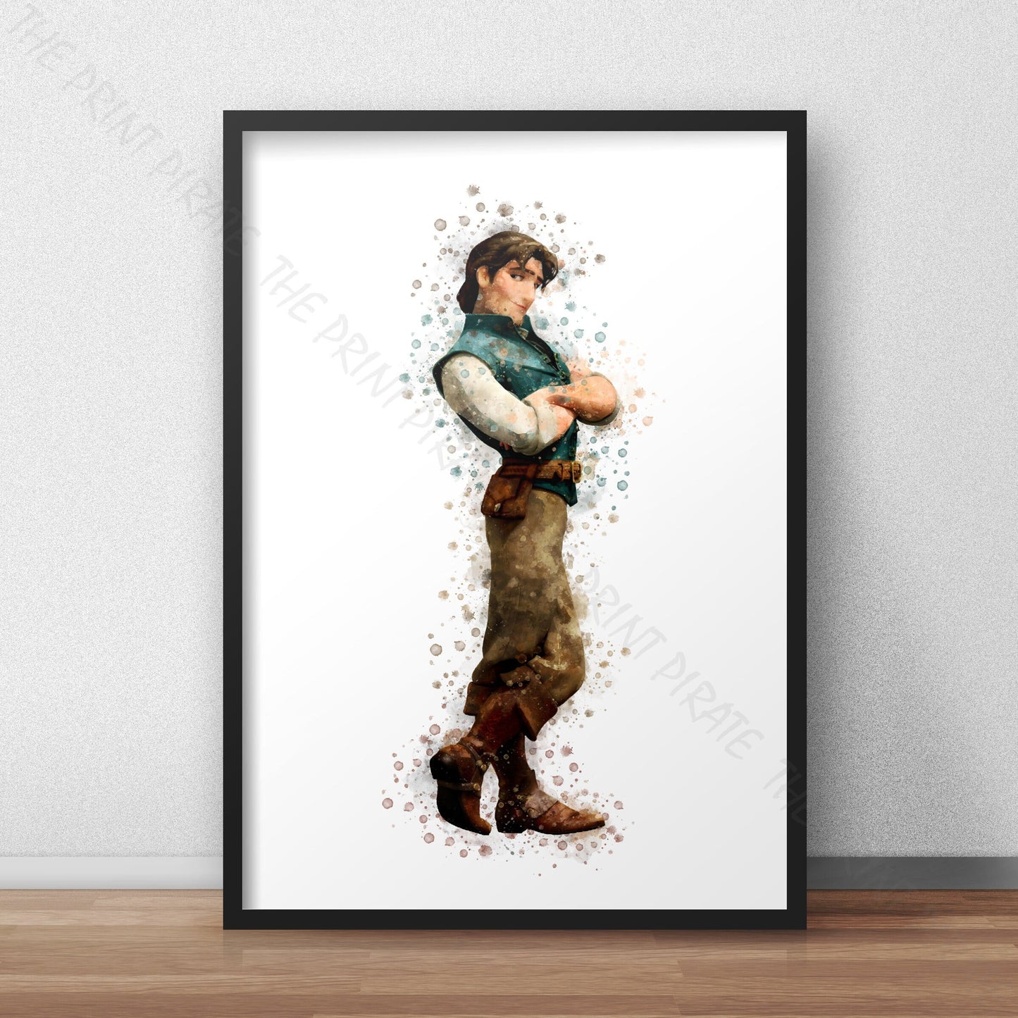 Disney 'FLYNN RIDER' Rapunzel, Tangled Print Watercolour Splash Wall Art Print