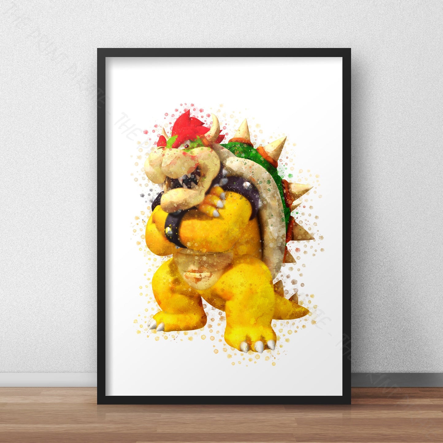 Gaming 'BOWSER' Mario Watercolour Splash Wall Art Print