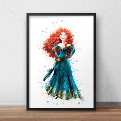 Disney 'MERIDA' Princess Watercolour Splash Wall Art Print