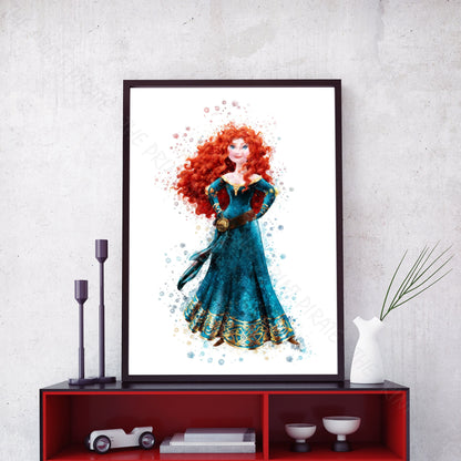 Disney 'MERIDA' Princess Watercolour Splash Wall Art Print