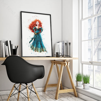 Disney 'MERIDA' Princess Watercolour Splash Wall Art Print