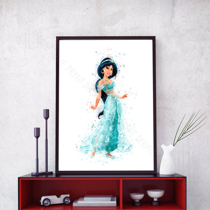 Disney 'JASMINE' Princess Watercolour Splash Wall Art Print