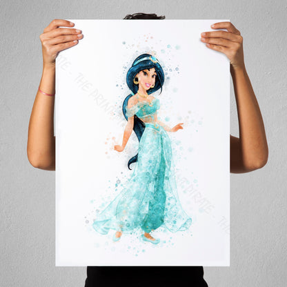 Disney 'JASMINE' Princess Watercolour Splash Wall Art Print