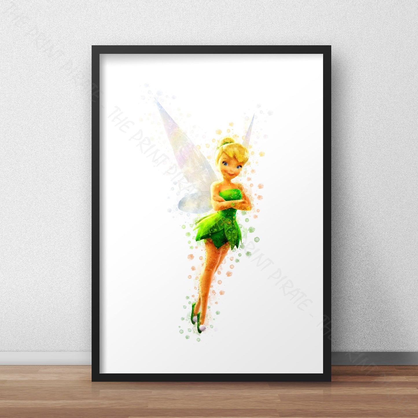 Disney 'TINKER BELL' Peter Pan Character Watercolour Splash Wall Art Print