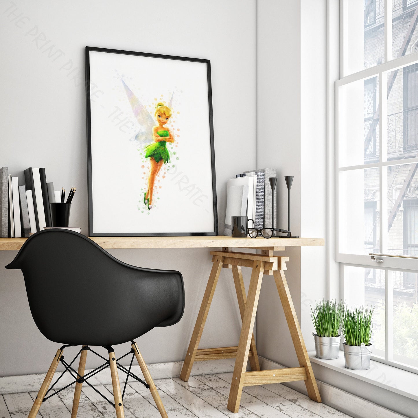 Disney 'TINKER BELL' Peter Pan Character Watercolour Splash Wall Art Print