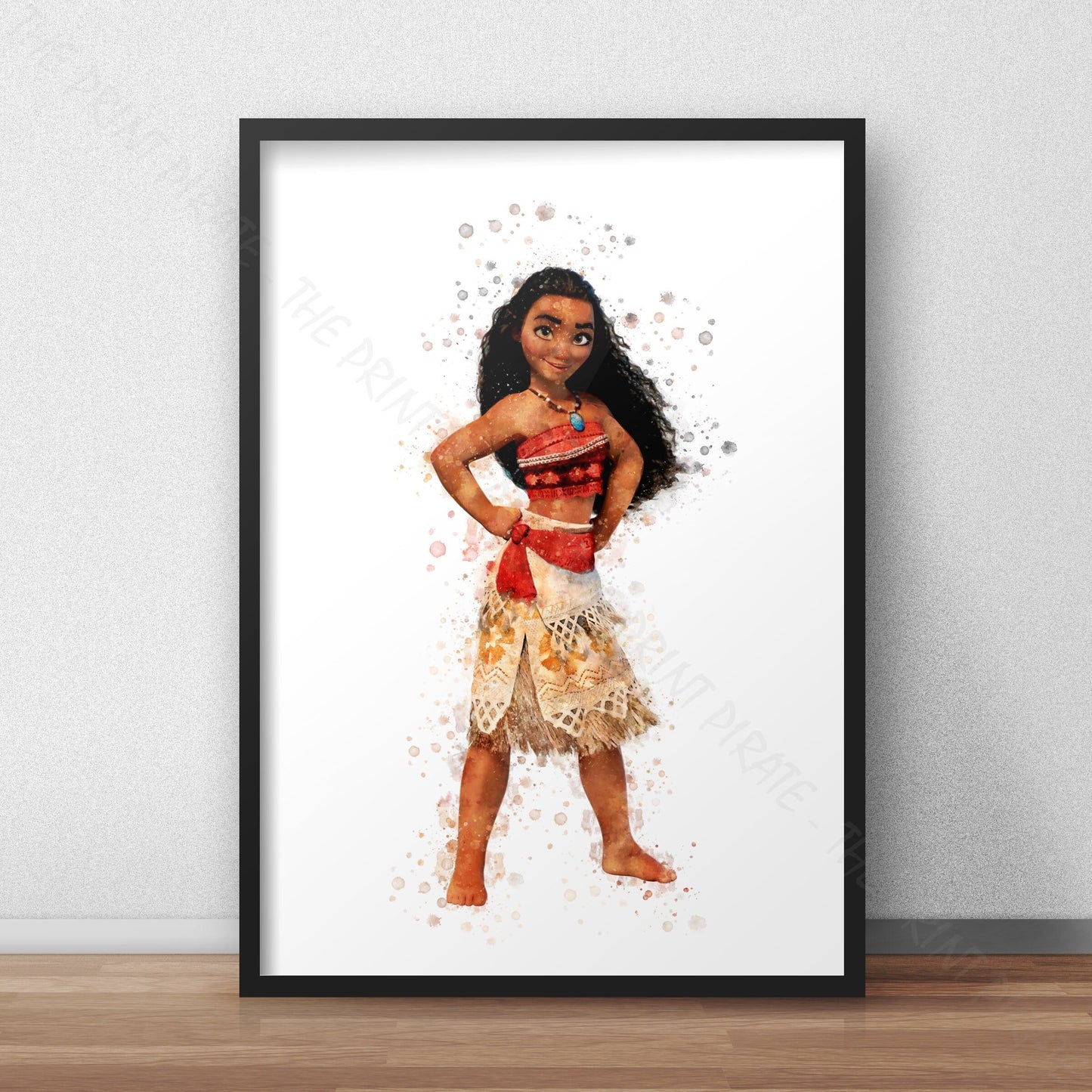 Disney 'MOANA' Princess Watercolour Splash Wall Art Print