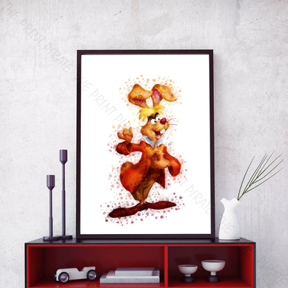 Disney 'THE MARCH HARE' Alice in Wonderland Watercolour Splash Wall Art Print