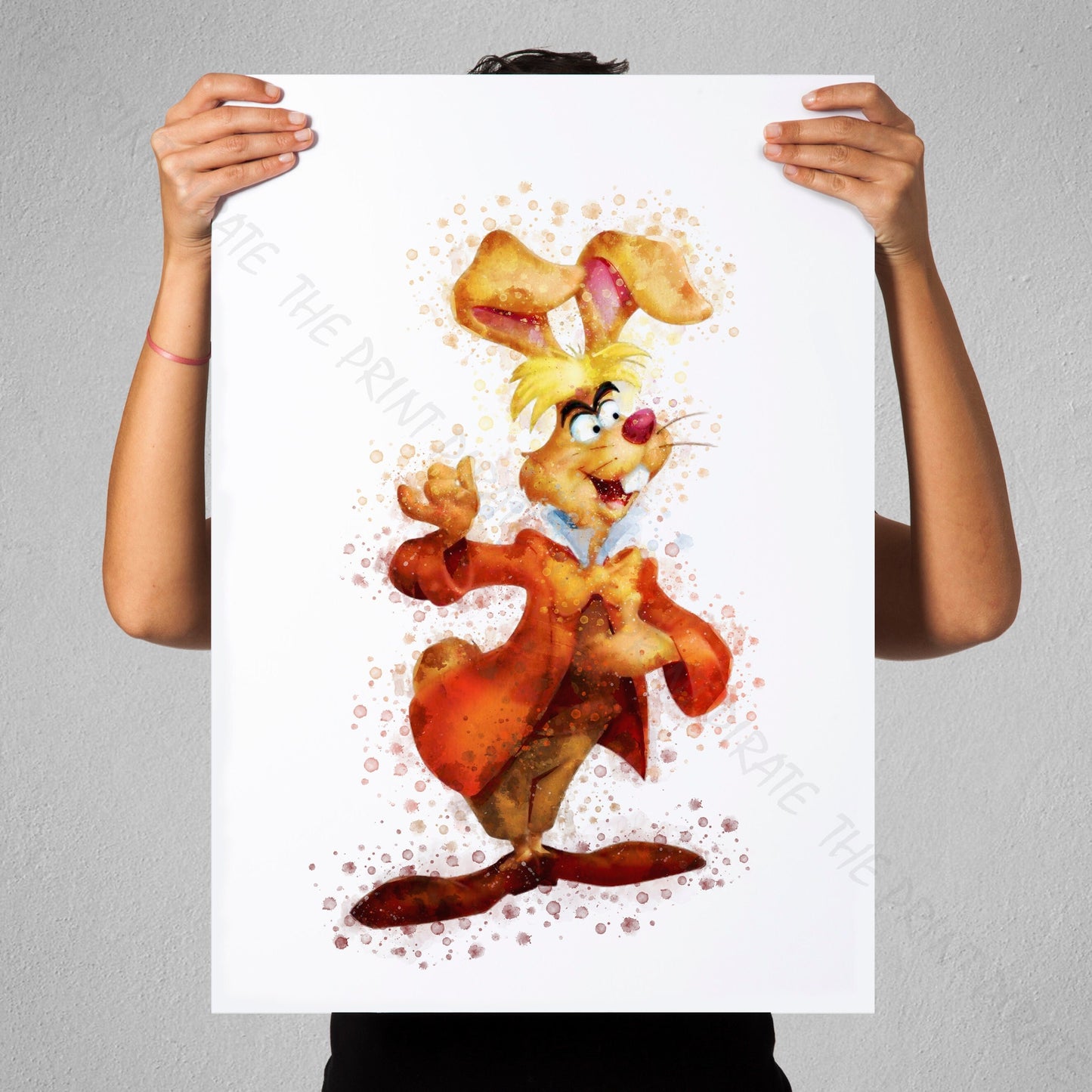 Disney 'THE MARCH HARE' Alice in Wonderland Watercolour Splash Wall Art Print