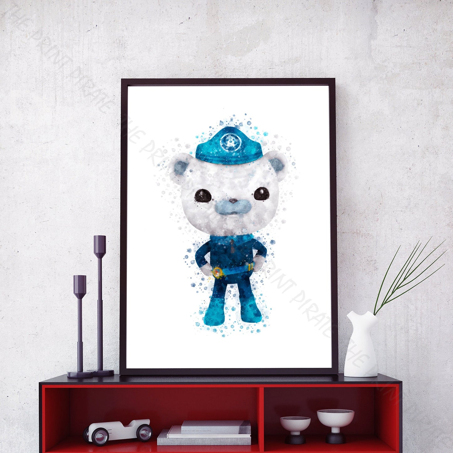 Octonauts 'CAPTAIN BARNACLES' Watercolour Splash Wall Art Print