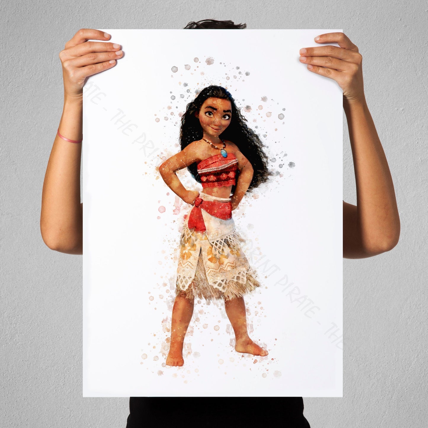 Disney 'MOANA' Princess Watercolour Splash Wall Art Print