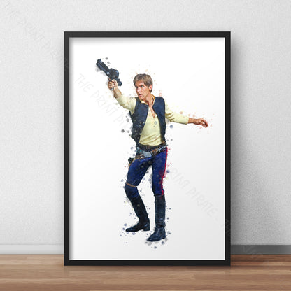 Star Wars 'HANS SOLO' Watercolour Splash Wall Art Print