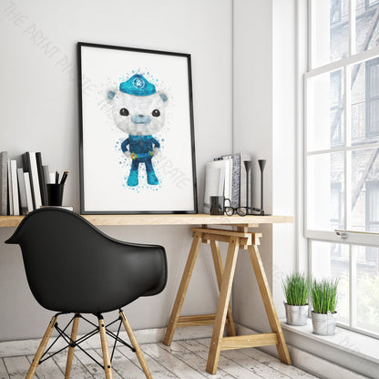 Octonauts 'CAPTAIN BARNACLES' Watercolour Splash Wall Art Print