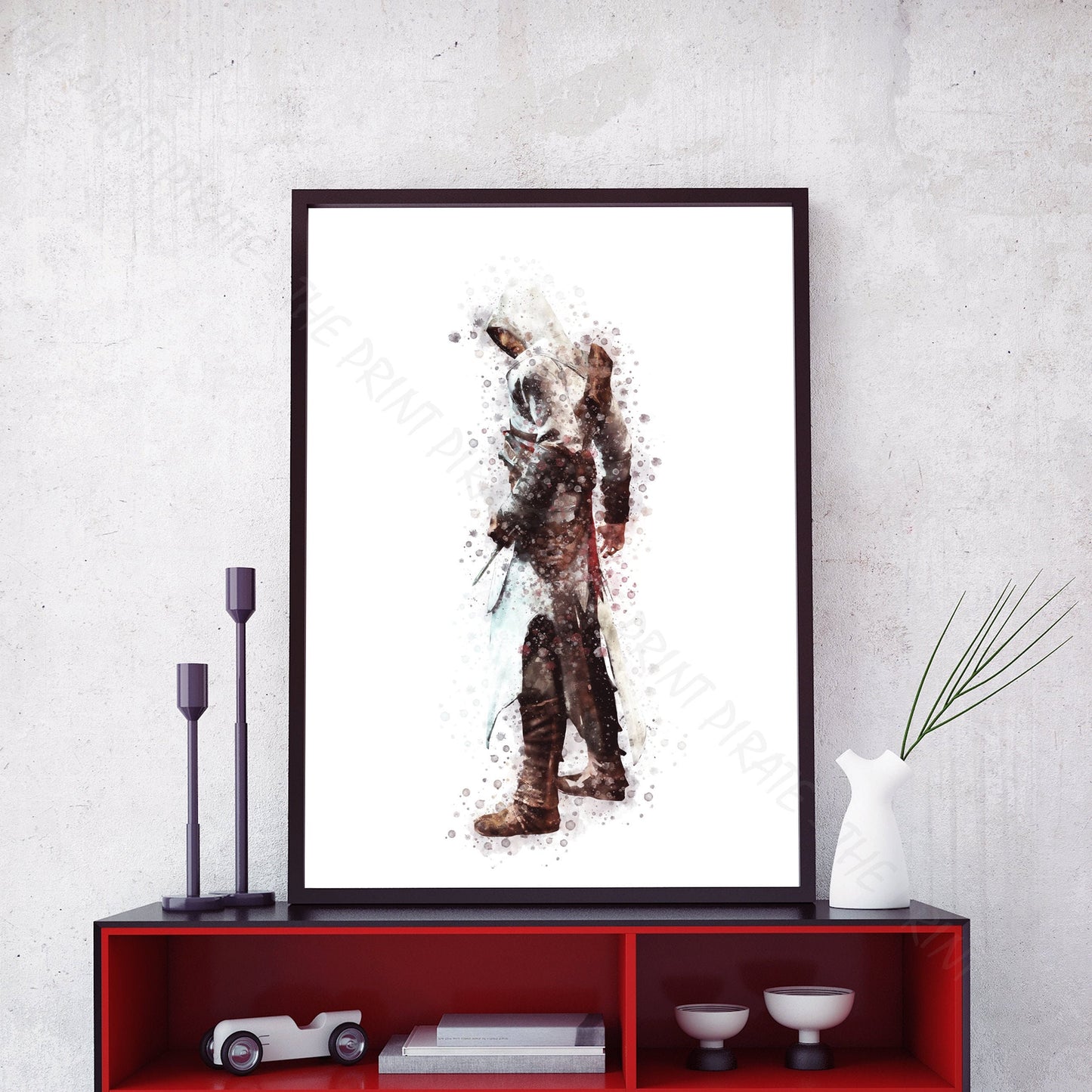 Gaming 'ASSASSIN'S CREED - ALTAIR' Watercolour Splash Wall Art Print