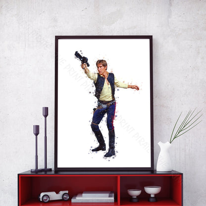 Star Wars 'HANS SOLO' Watercolour Splash Wall Art Print