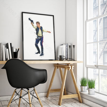 Star Wars 'HANS SOLO' Watercolour Splash Wall Art Print