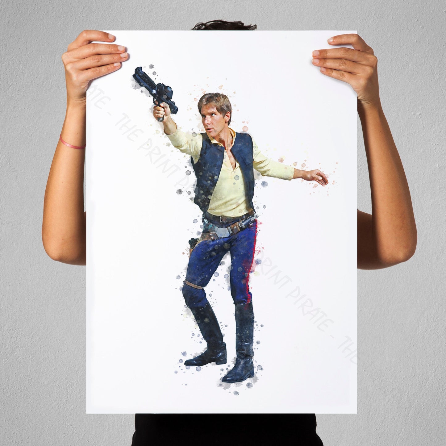 Star Wars 'HANS SOLO' Watercolour Splash Wall Art Print