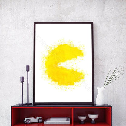 Gaming 'PACMAN' (Right) Watercolour Splash Wall Art Print