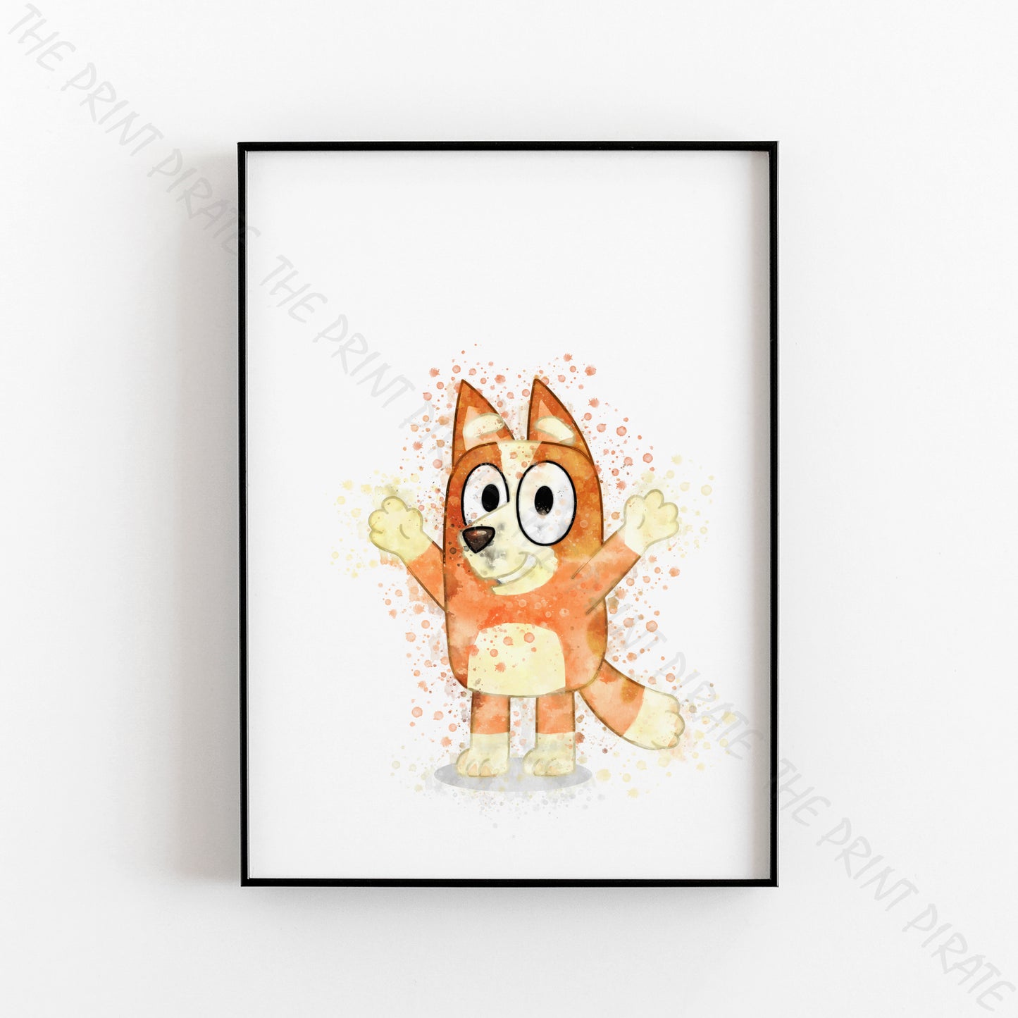 Bluey 'BINGO' character Watercolour Splash Wall Art Print