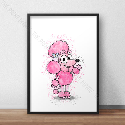 Bluey 'COCO' character Watercolour Splash Wall Art Print