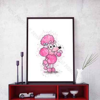 Bluey 'COCO' character Watercolour Splash Wall Art Print