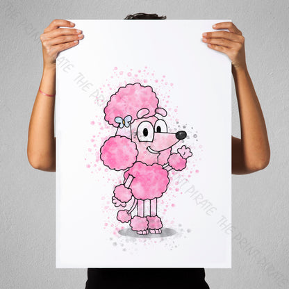 Bluey 'COCO' character Watercolour Splash Wall Art Print