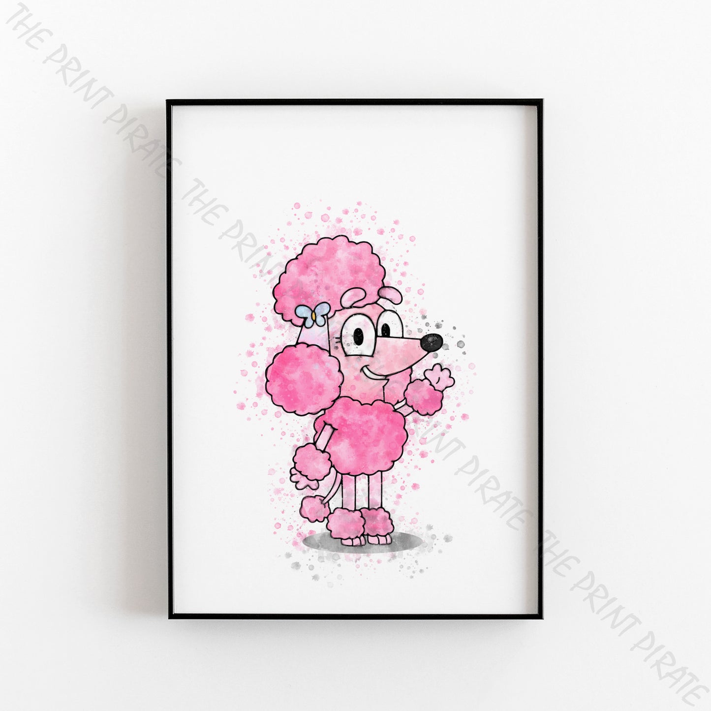 Bluey 'COCO' character Watercolour Splash Wall Art Print