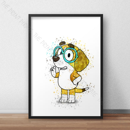 Bluey 'HONEY' character Watercolour Splash Wall Art Print