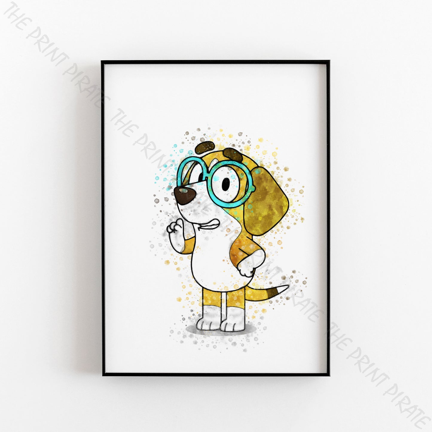 Bluey 'HONEY' character Watercolour Splash Wall Art Print