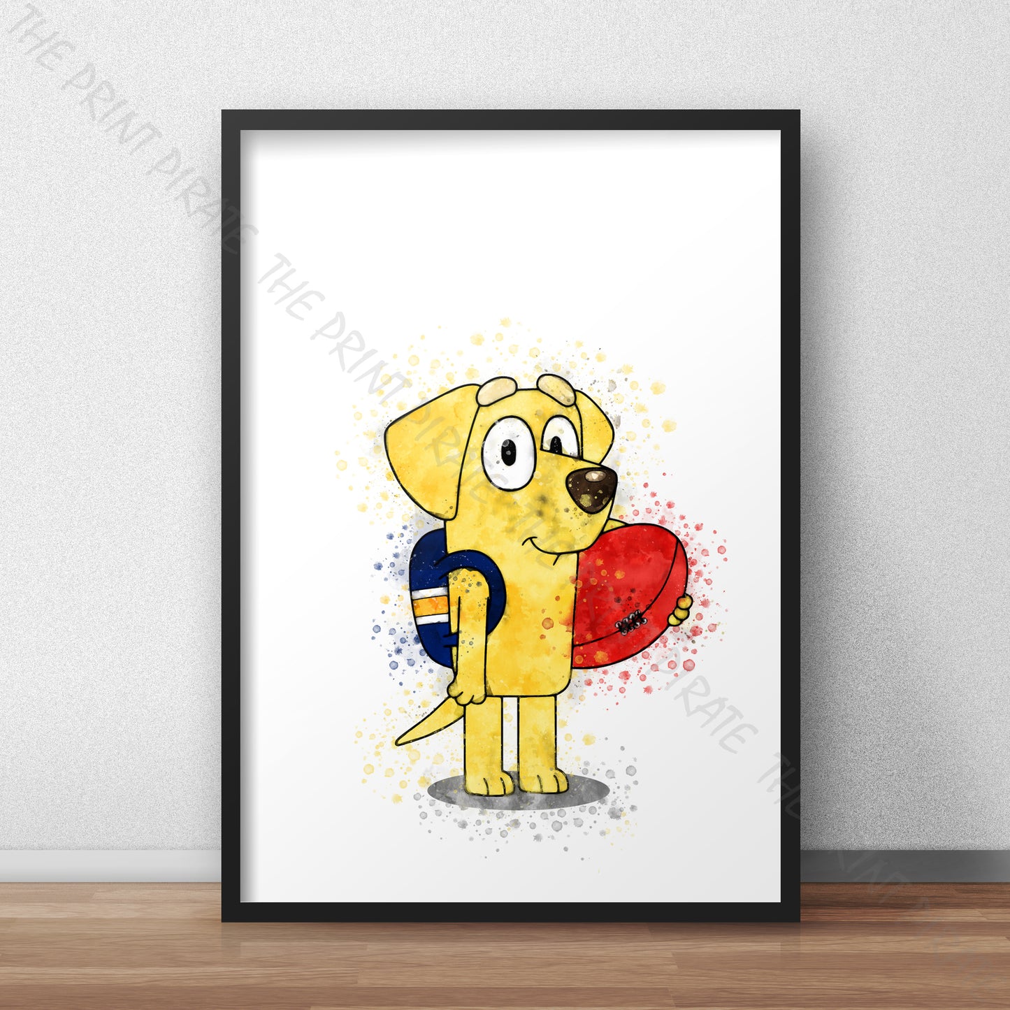 Bluey 'LUCKY' character Watercolour Splash Wall Art Print