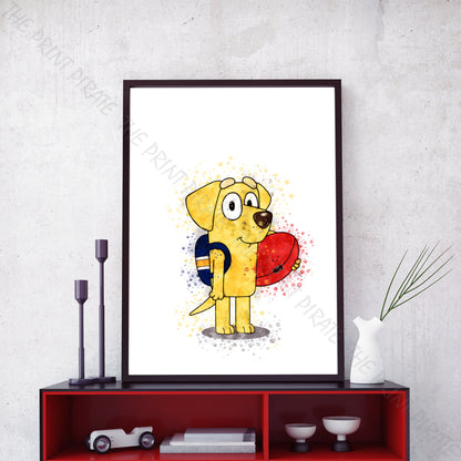 Bluey 'LUCKY' character Watercolour Splash Wall Art Print