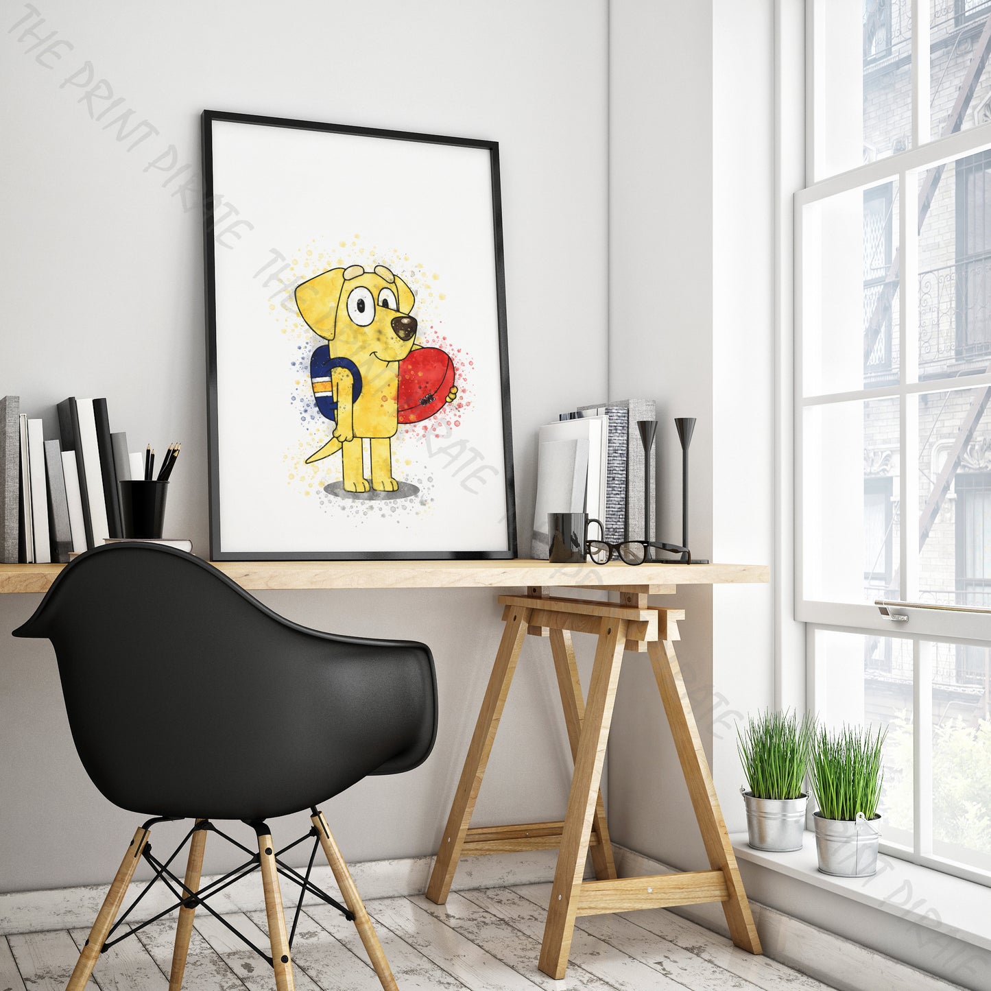 Bluey 'LUCKY' character Watercolour Splash Wall Art Print