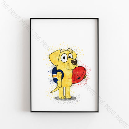 Bluey 'LUCKY' character Watercolour Splash Wall Art Print