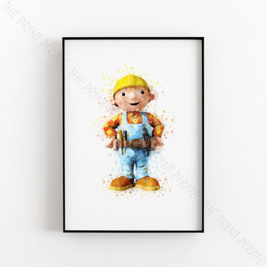 Bob the Builder 'BOB THE BUILDER' Watercolour Splash Wall Art Print