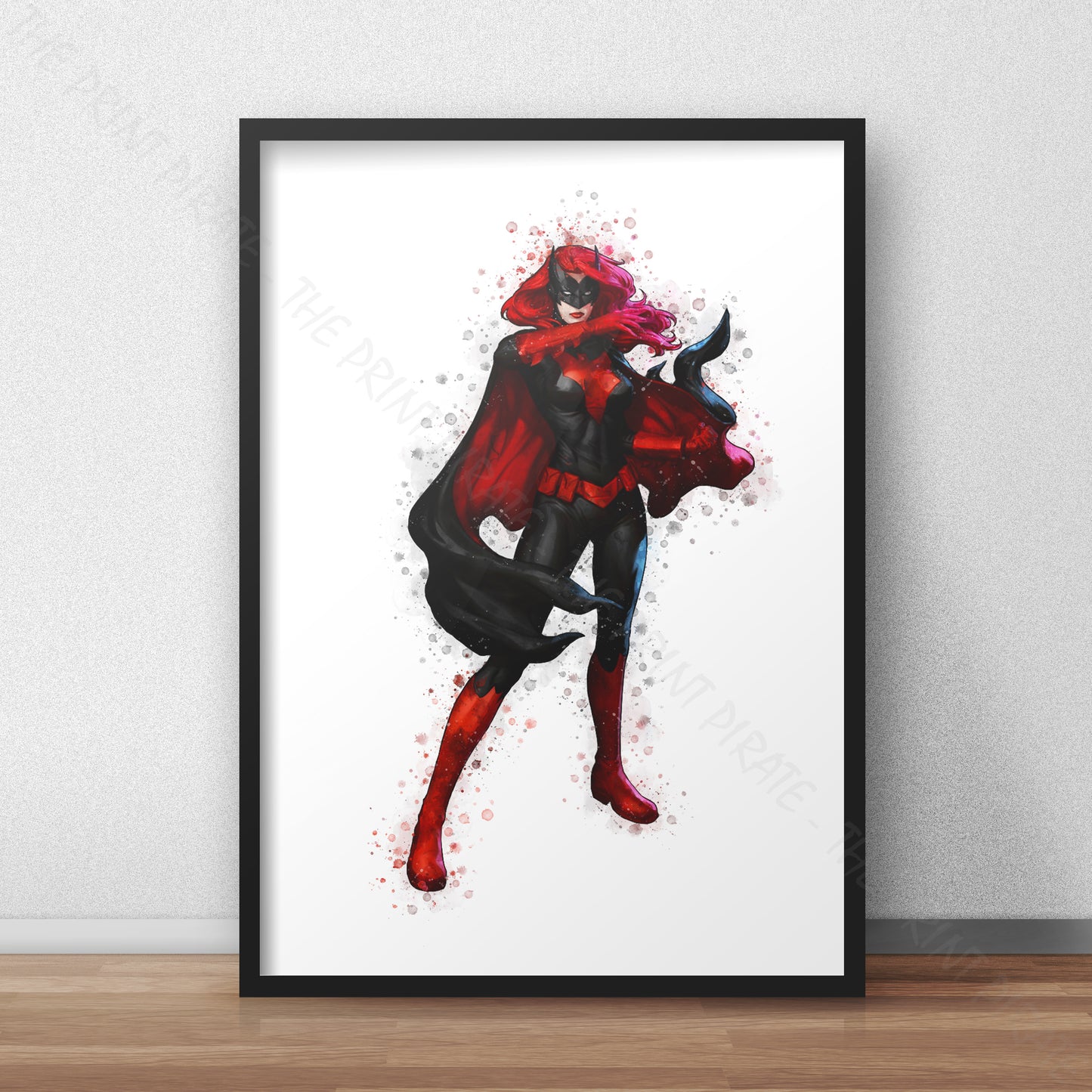 Superhero 'BATWOMAN' DC Watercolour Splash Wall Art Print