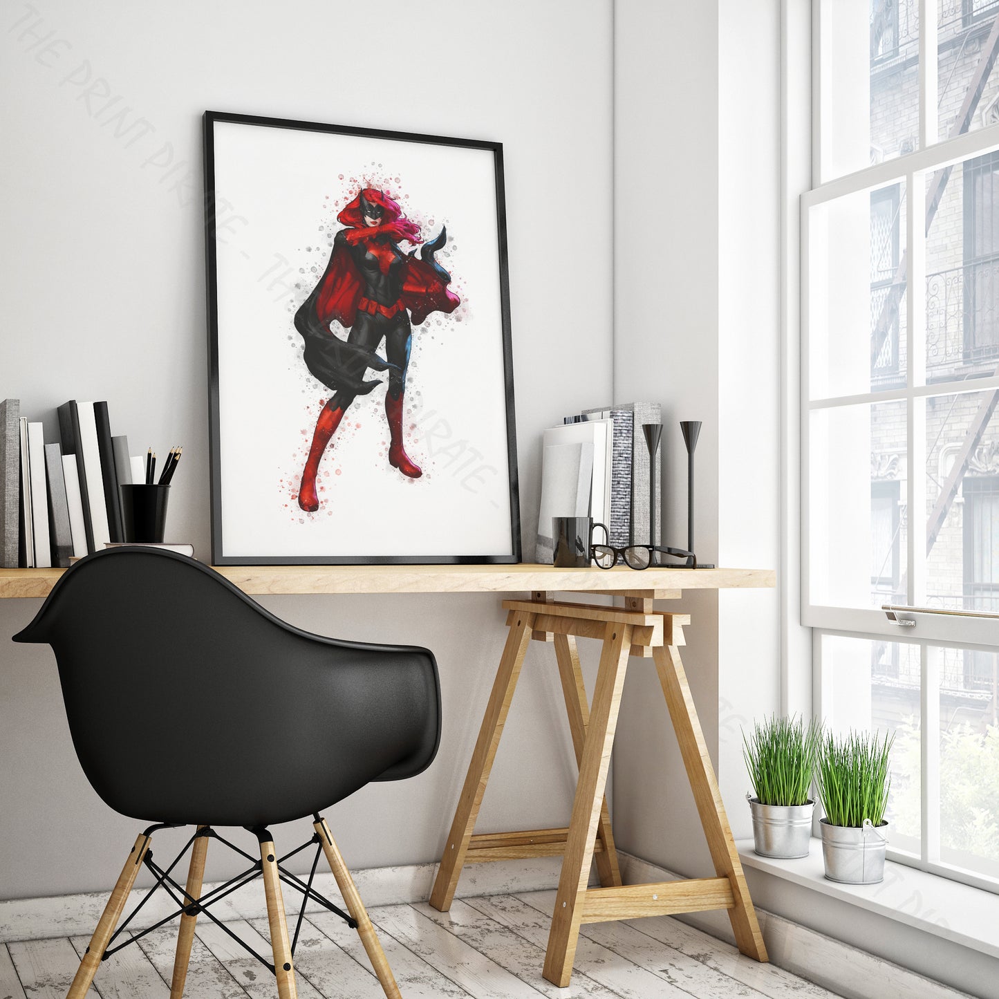 Superhero 'BATWOMAN' DC Watercolour Splash Wall Art Print