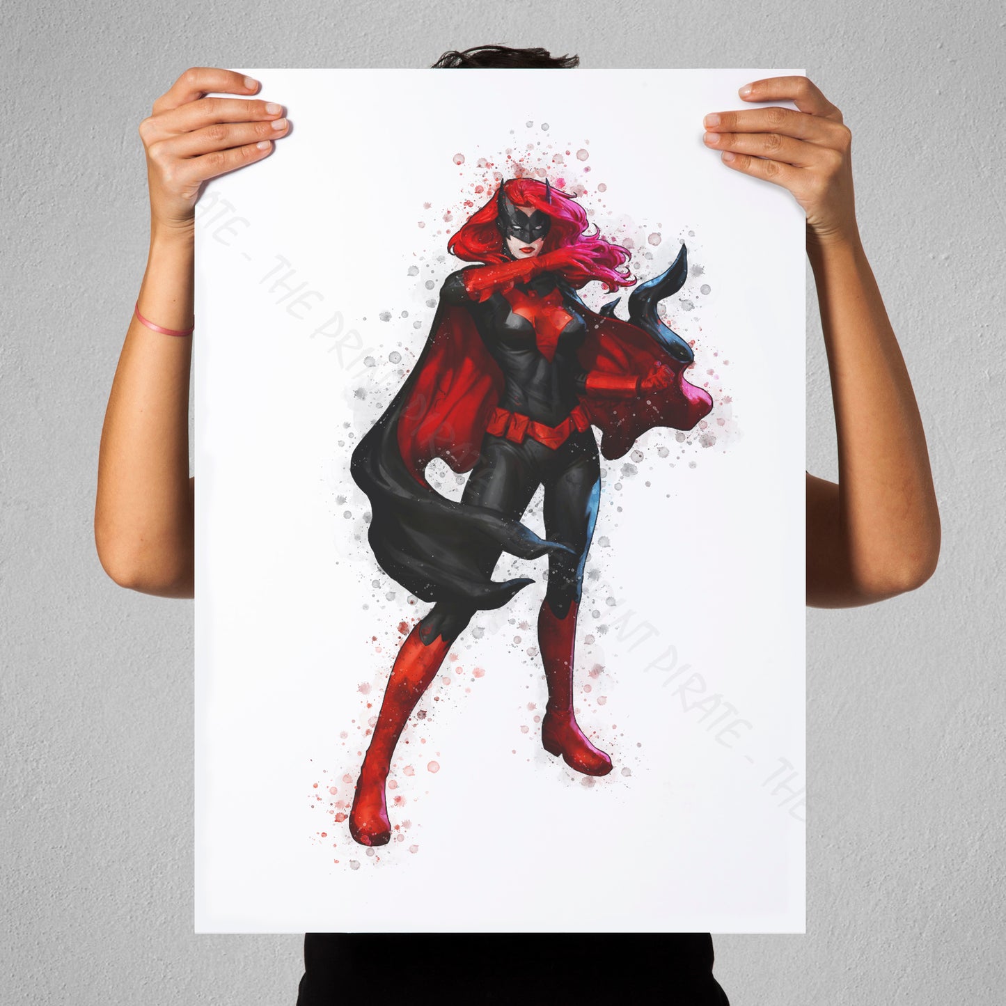 Superhero 'BATWOMAN' DC Watercolour Splash Wall Art Print