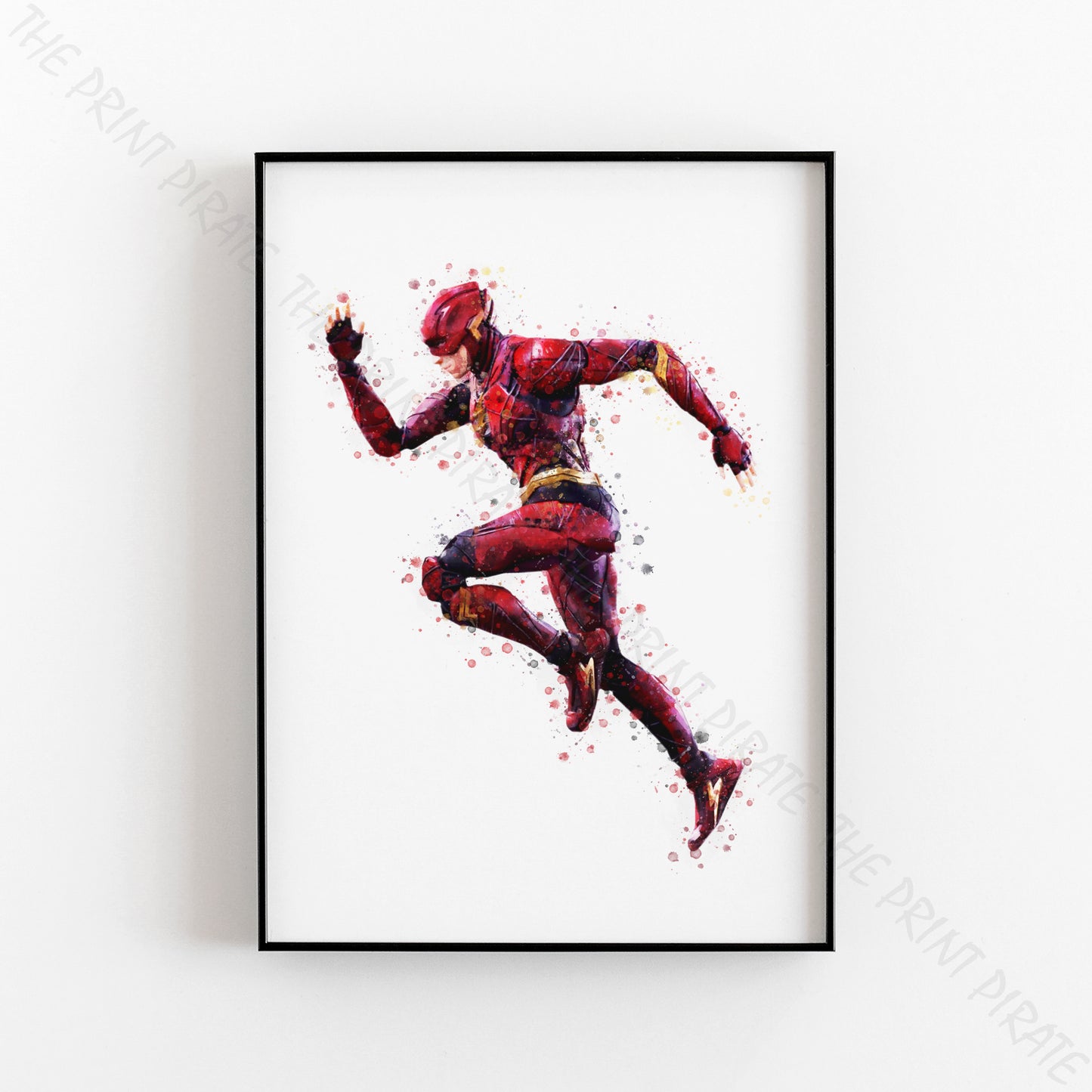 Superhero 'THE FLASH' DC Watercolour Splash Wall Art Print