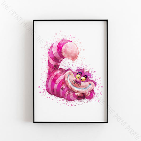 Disney 'CHESHIRE CAT'  Alice in Wonderland Watercolour Splash Wall Art Print