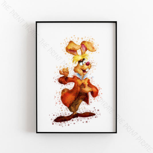 Disney 'THE MARCH HARE' Alice in Wonderland Watercolour Splash Wall Art Print