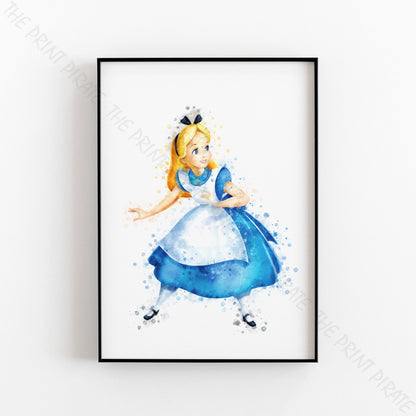 Disney 'ALICE'  Alice in Wonderland Watercolour Splash Wall Art Print