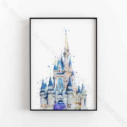 Disney 'MAGIC CASTLE' Watercolour Splash Wall Art Print