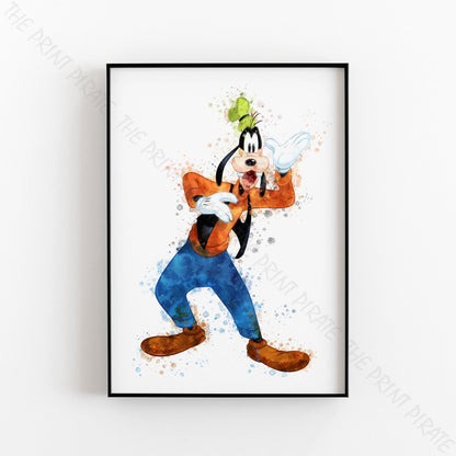 Disney 'GOOFY' Character Watercolour Splash Wall Art Print