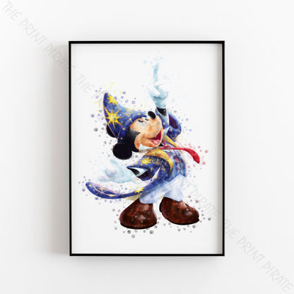 Disney 'MAGIC MICKEY MOUSE' Character Print Watercolour Splash Wall Art Print