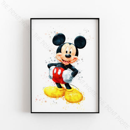 Disney 'MICKEY MOUSE' Character Watercolour Splash Wall Art Print